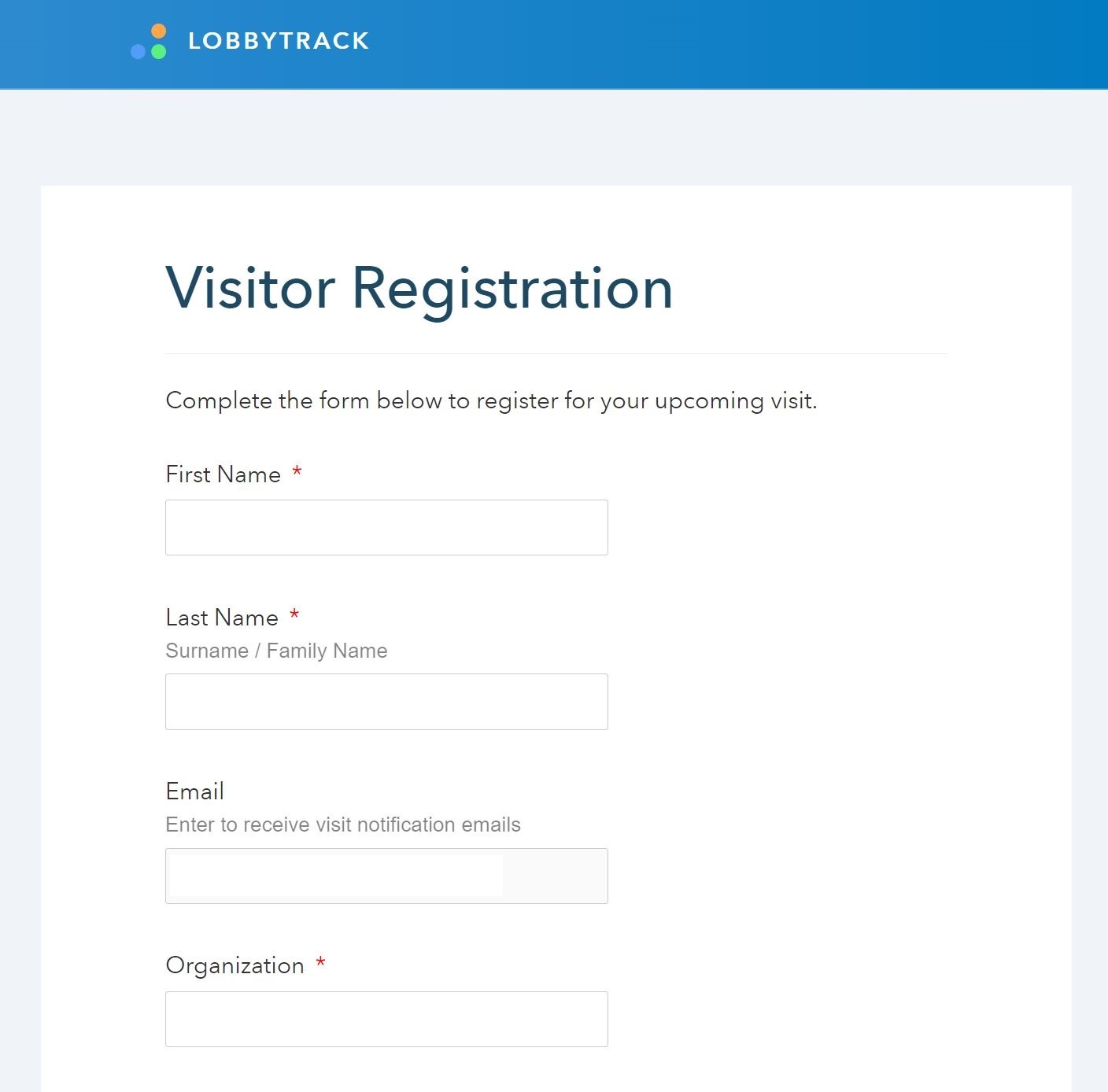 Pre-Register Visitors