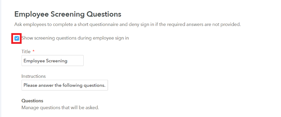 Employee Screening Questions