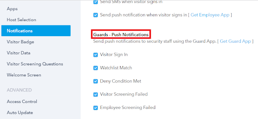 Guards - push notifications