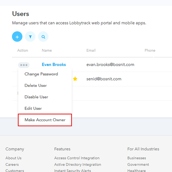 Make account owner option