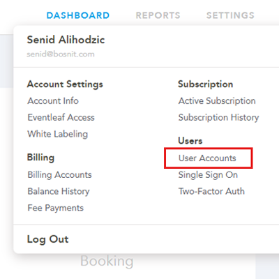 User accounts option
