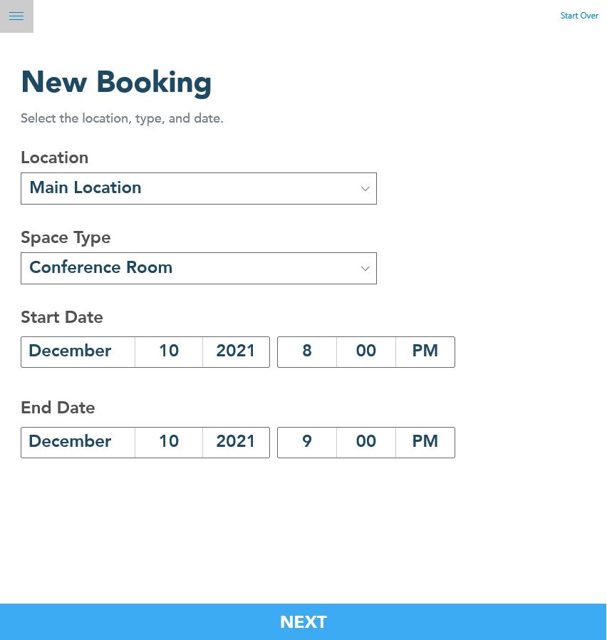 New Space Booking